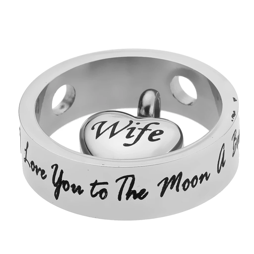 Round Loop Heart I Love You to the Moon and Back Stainless Steel Urn Pendant Memorial Keepsake Jewelry