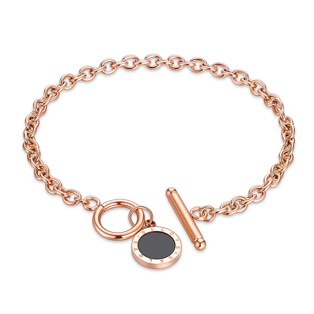 

New Design Simple Titanium Steel Chain & Link Bracelet Bangle Jewelry Rose Gold Color Wedding Bracelets For Women Pulsera OGS956