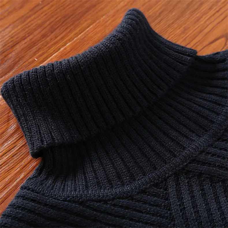 Heavy-Knit Sweater Men Pullover Thick Warm Turtleneck Sweater Thermal Underwear Wool Male Knitwear High Neck Plus size 4XL Brand 05