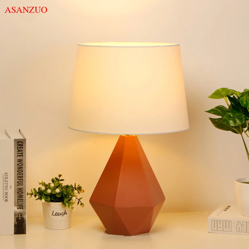 

Nordic personality pink ceramic table lamp bedroom bedside lamp decoration living room study desk lamp