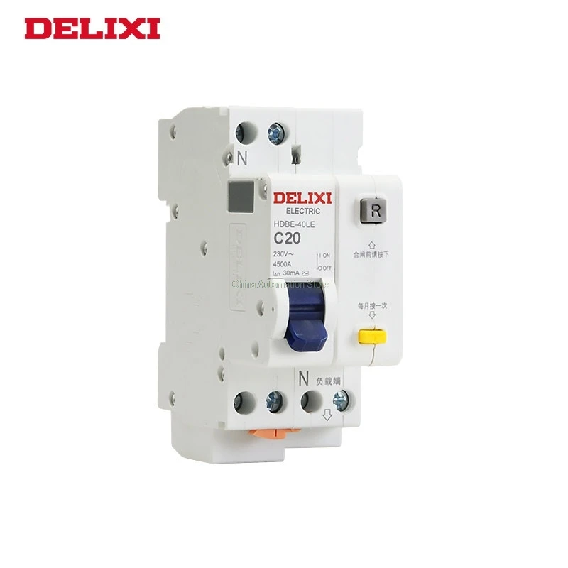 Автоматический выключатель 10A 16A 20A 25a 32A 40a 63a 1P + N DPN RCBO RCD HDBELE DELIXI|Автоматические
