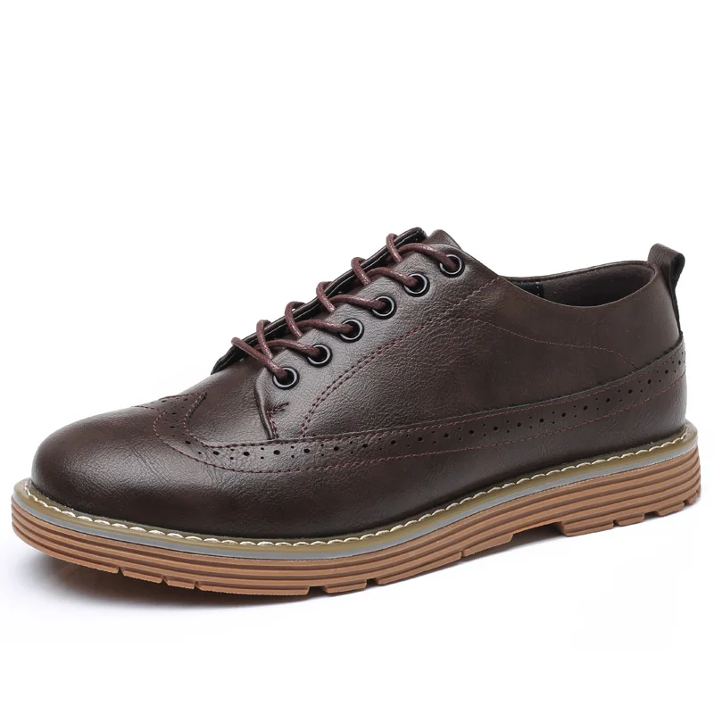 Merkmak Spring New Casual Shoes Men's Leather Flats Lace-Up Shoes Simple Stylish Male Shoes Large Sizes Oxford Shoes For Men Merkmak Spring New Casual Shoes Men's Leather Flats Lace-Up Shoes Simple Stylish Male Shoes Large Sizes Oxford Shoes For Men