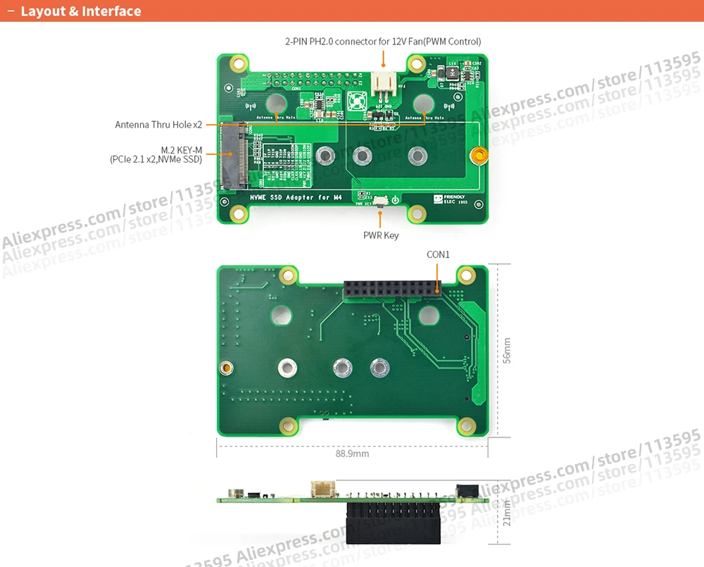 RealQvol Friendlyarm NVMe SSD адаптер для M4 Nanopi M4