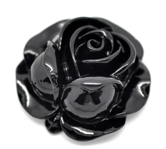 

DoreenBeads Resin Embellishments Findings Flower Black Flower Pattern 27mm(1 1/8") x 27mm(1 1/8"), 2 PCs new
