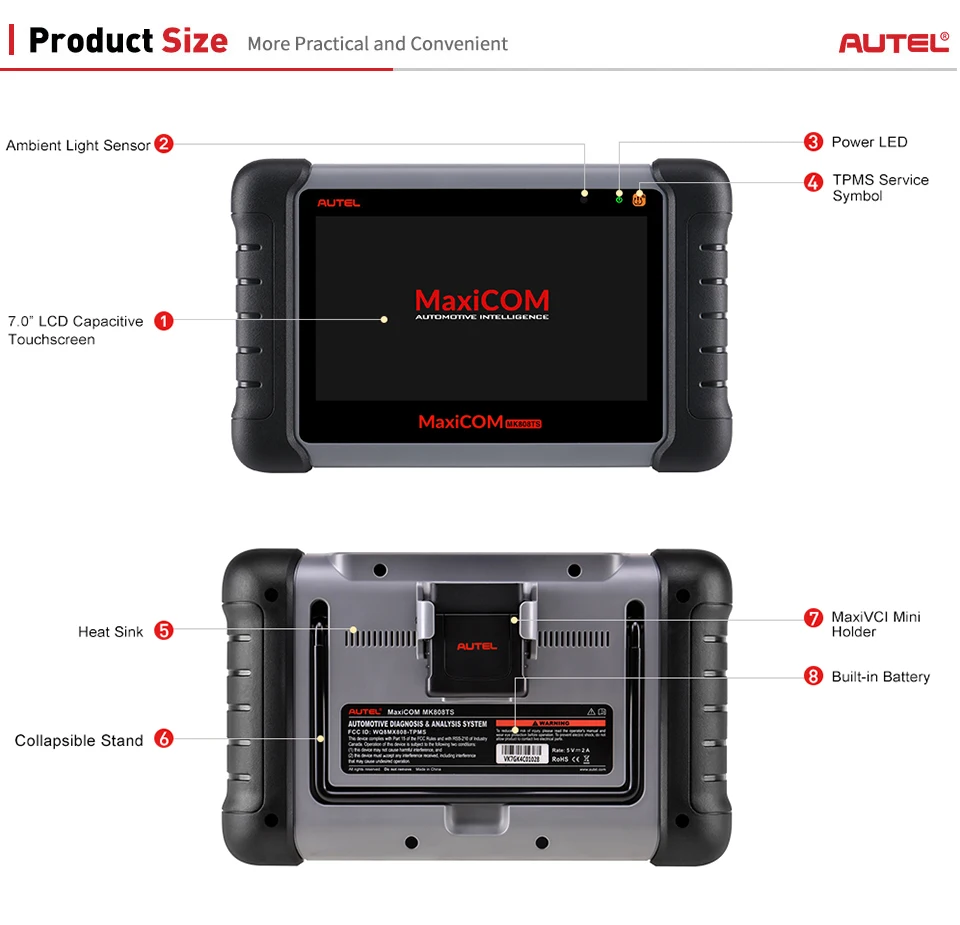 Autel MaxiPRO MP808TS автомобильный диагностический сканер с функцией обслуживания TPMS и Bluetooth (основная версия Maxisys MS906TS)