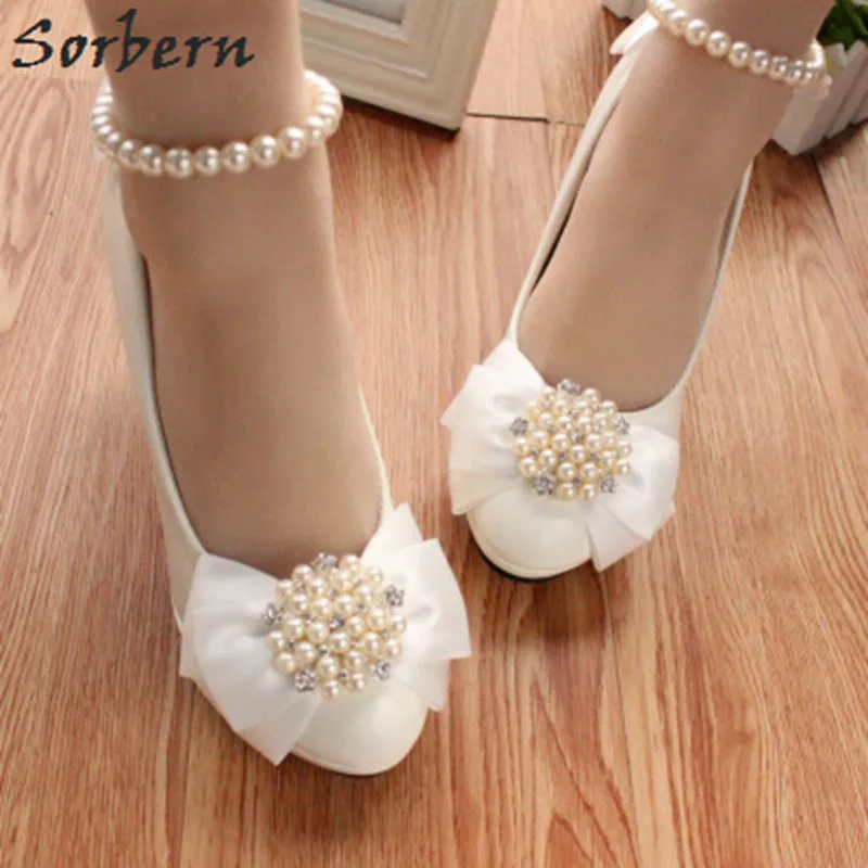 Buy Sorbern White Satin Bow Wedding Shoes High Heels