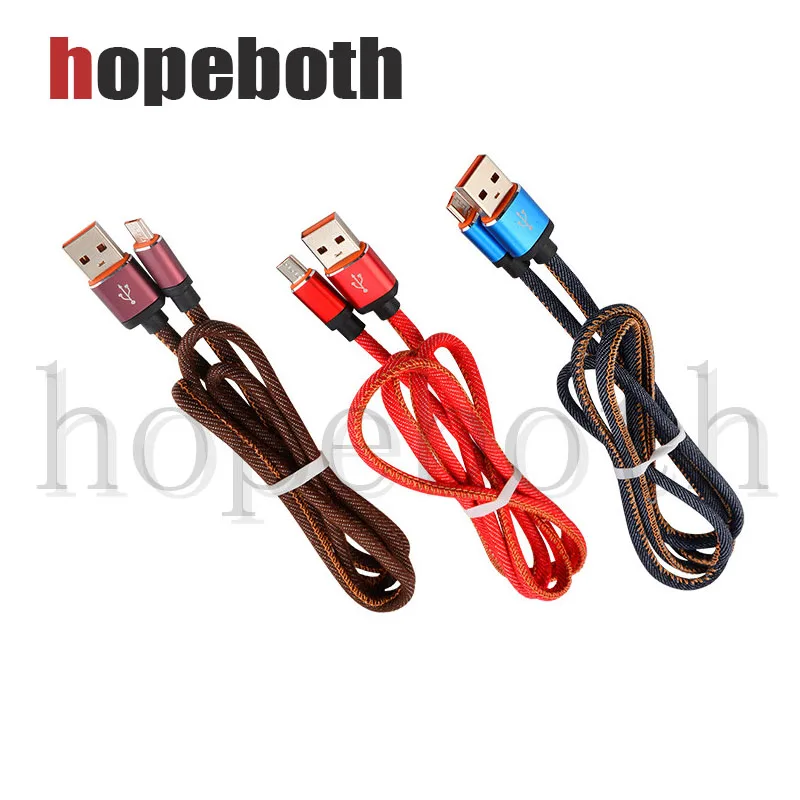 100 шт./лот ретро джинсовый USB кабель для iPhone 7 8 Pin + Micro V8 быстрой зарядки 6 5 iPad кабеля
