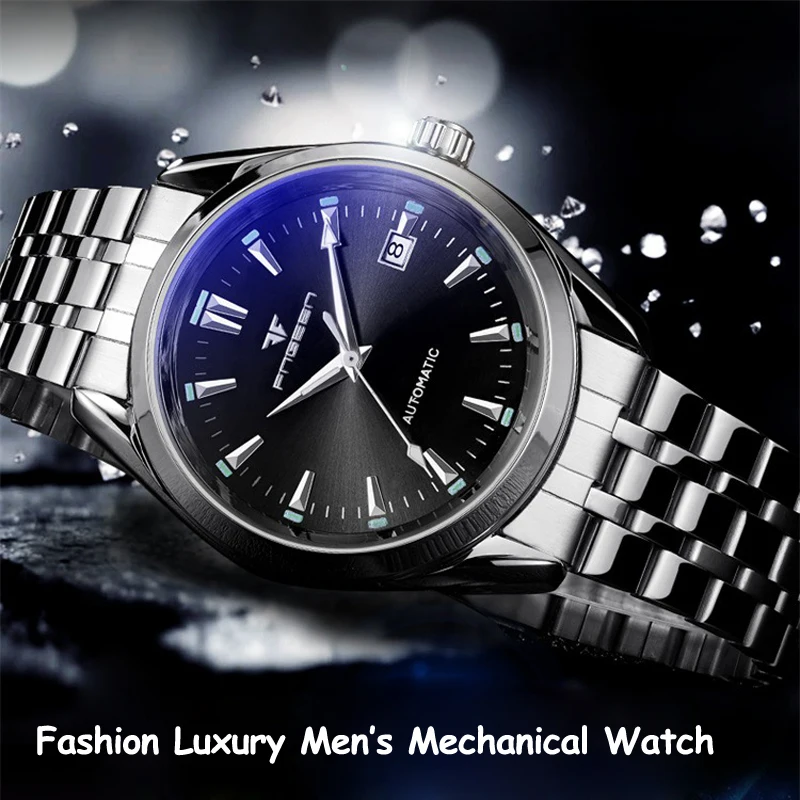 Продаваемый Бренд fngeen Роскошные автоматические мужские часы скелетные стальные механические наручные часы для мужчин Hour Erkek Kol Saati