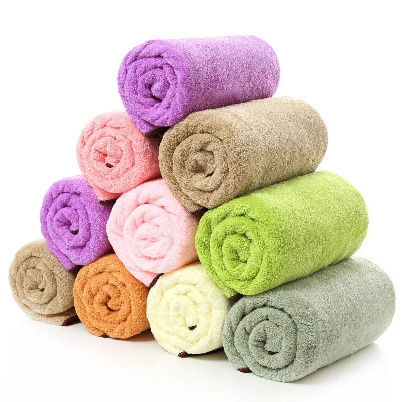 New Arrival Microfiber fabric Solid Coral Cashmere Bath Towel Beauty Salon Sauna Spa Bathrobes Absorbent Beach Towels for Adults