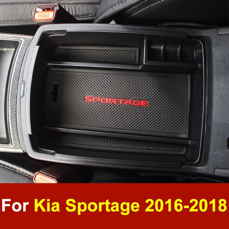 Car Central Console Armrest Box Storage Container Organizer Holder Case Tray For Kia Sportage 4 QL 2016 2017 2018 AT Accessories