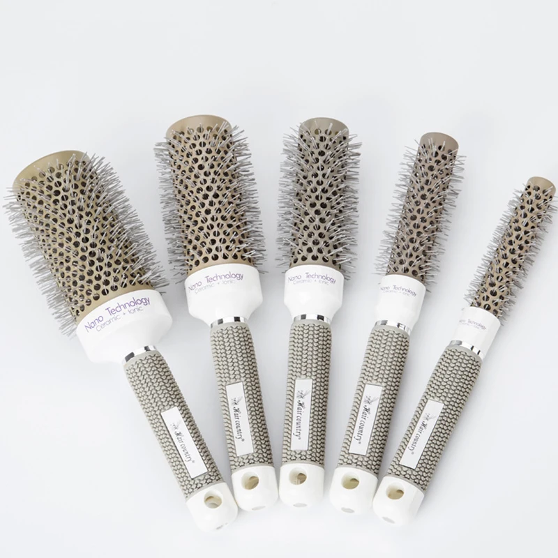 5pcs/set Ceramic&Nylon Round Hair Brush Barber Hairdressing Salon