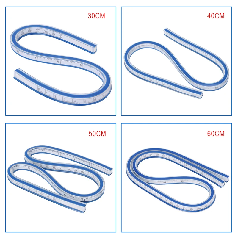 Гибкая линейка чертеж чертежа инструмент пластиковое виниловое 30 см, 40 см, 50 см, 60 см