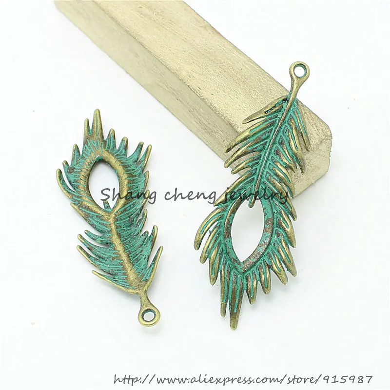 Подвеска с перьями павлина из цинкового сплава 28 х72 мм 10 шт./лот|jewelry tag|jewelry loupejewelry