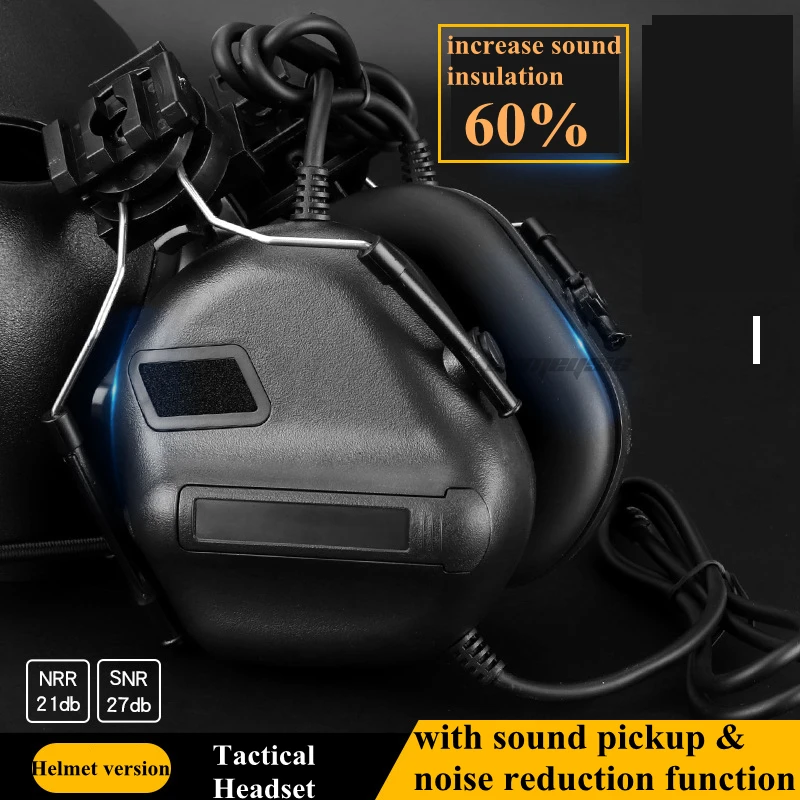 

WST 5th Tactical Headset with Sound Pickup Noise Reduction Hunting Headsets Shooting Airsoft Paintball Training Headsets