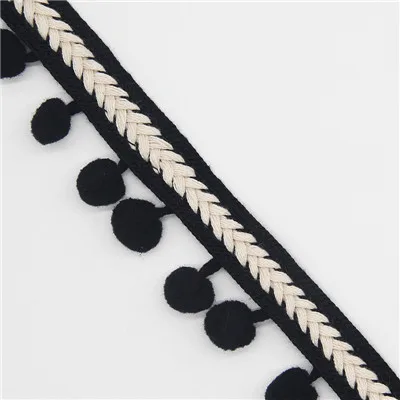Black Отделка помпоном кружевная лента для рукоделия DIY свадебное украшение для шитья на ткани аксессуар 3,5 см ручная работа пэчворк полиэстер 1 ярд - Цвет: Black