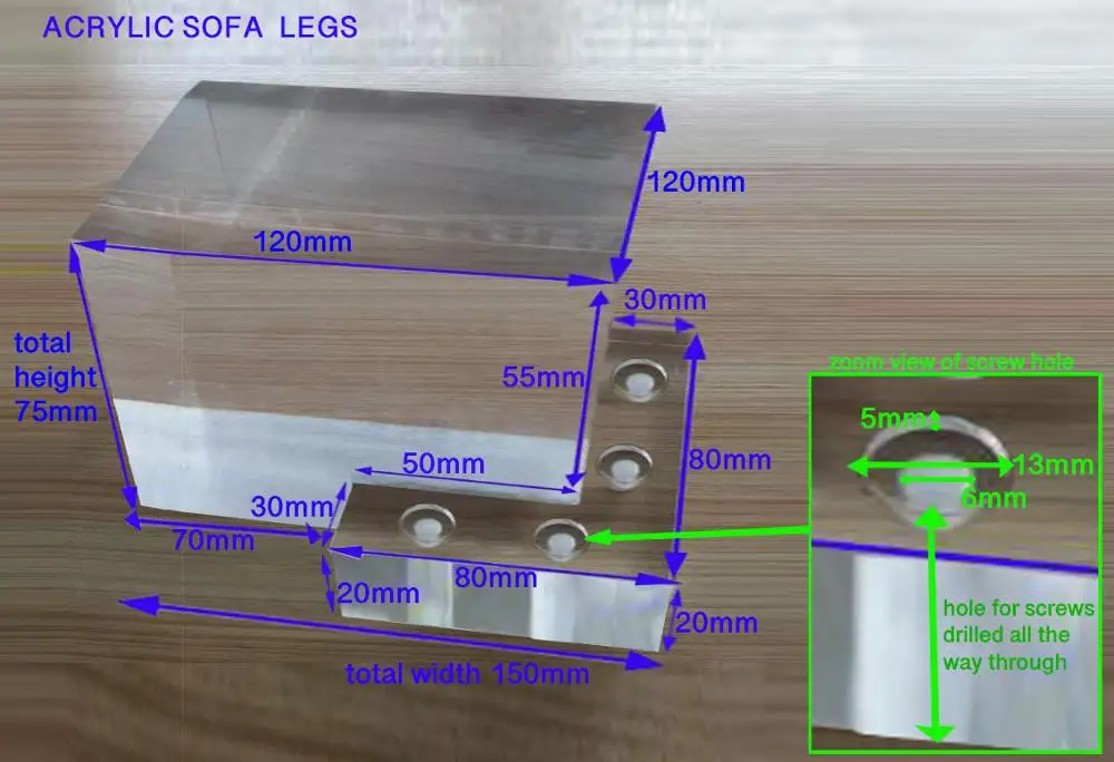 

Free Shipping Clear Acrylic furniture legs for sofa