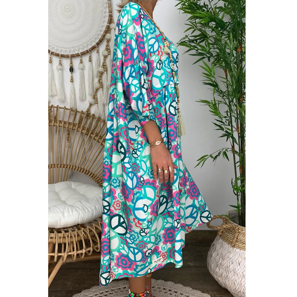 Женское летнее платье в богемном стиле, шифоновое пляжное платье с цветочным принтом, туника, сарафан, свободное Мини платье для вечеринки, vestidos# J30
