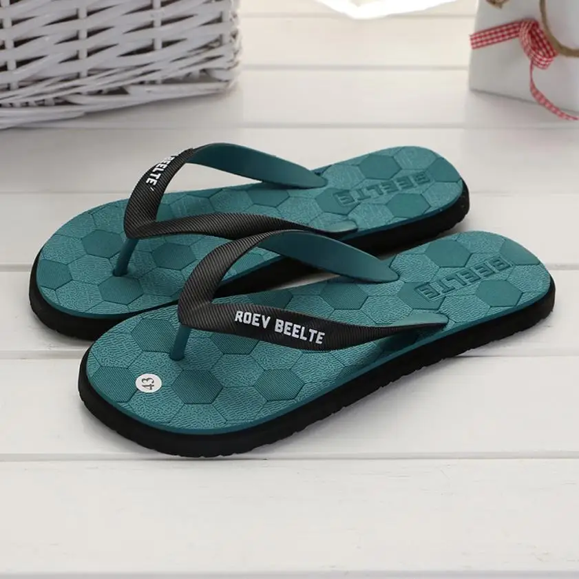 

2018 Summer Men's Slippers Solid Male Flip Flop Slippers Round Toe Anti Skidding Beach Shoes Male Slippers zapatos hombre