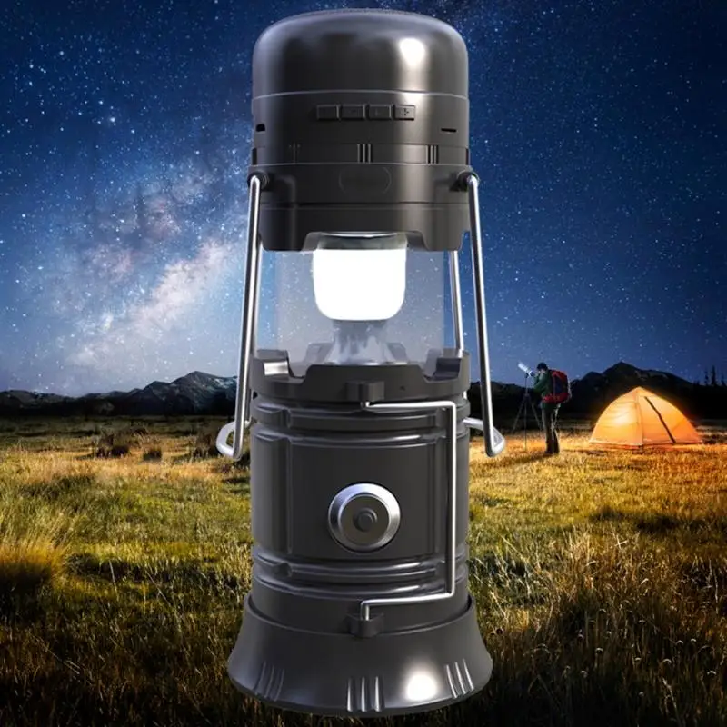 

DC 5V 5W Outdoor Wireless Bluetooth Speaker Solar Power Portable Lamp USB Rechargeable Hand Lamp Camping Lantern Light