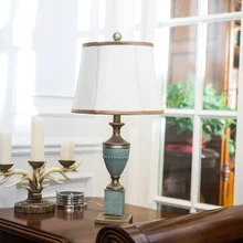 Стол в европейском стиле лампы классический синий резиновый+ ткань Кабинет гостиная спальня прикроватное освещение настольные светильники ZA