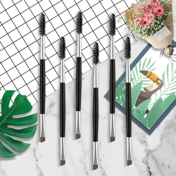 

7 Colors Brush Brow Makeup Brush Wood Handle Double Sided Eyebrow Flat Angled Brushes Cosmetic Tool