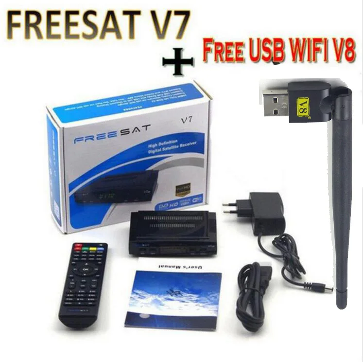 Free sat V7 10pcs WIFI av cable diseqc optional DVB-S2 HD Youtube PowerVU CCa z5 mini Newca free sat v7 satellite receiver 