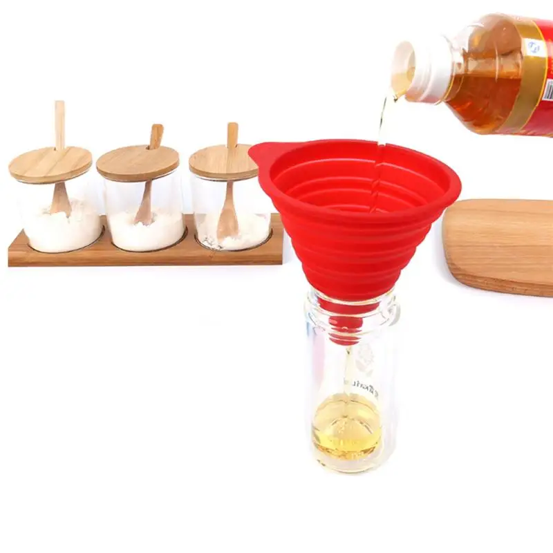 

Mini Foldable Silicone Gel Collapsible Style Funnel Hopper Kitchen Cozinha Cooking Tools Accessories Gadgets (Random Color)