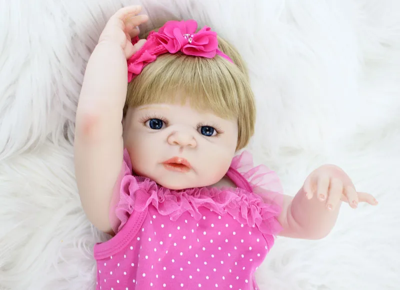 55 см полный силикона Reborn Baby Doll игрушки, реалистичные винил новорожденный принцессы для маленьких девочек дети, как живой Bebe Bonecas ребенок