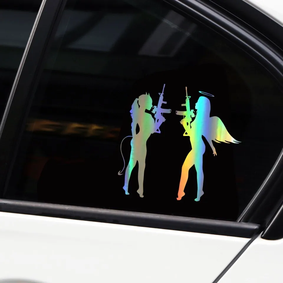 Cunymagos Sexy Angel Face Devil Girl Car Stickers Vinyl Decals Covering The Body BlackSilver Car Styling Car Decal Stickers 17.316 (9)
