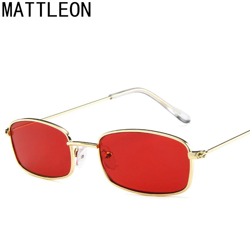 

2019 New small rectangle sunglasses men red lens yellow 2018 metal frame clear lens sun glasses for women unisex uv400