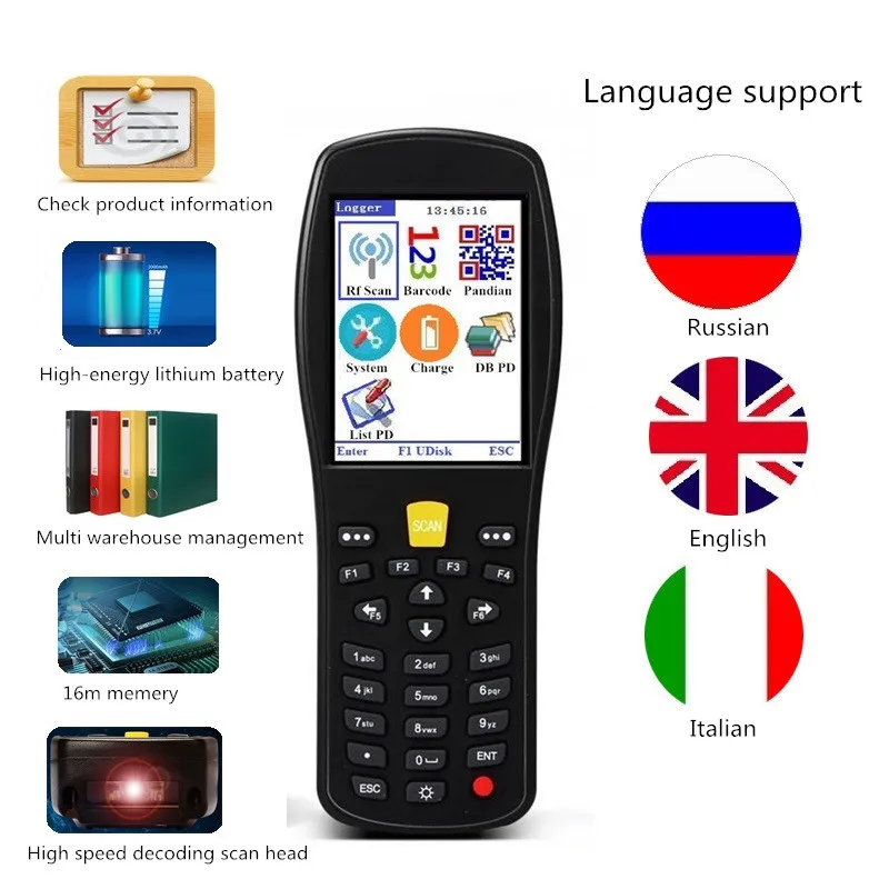 Techlogic X9 2D QR PDF417 Datametrix 2D اللاسلكية الباركود ماسحة العروة محطة PDA QR كود قارئ جرد الباركود ماسحة