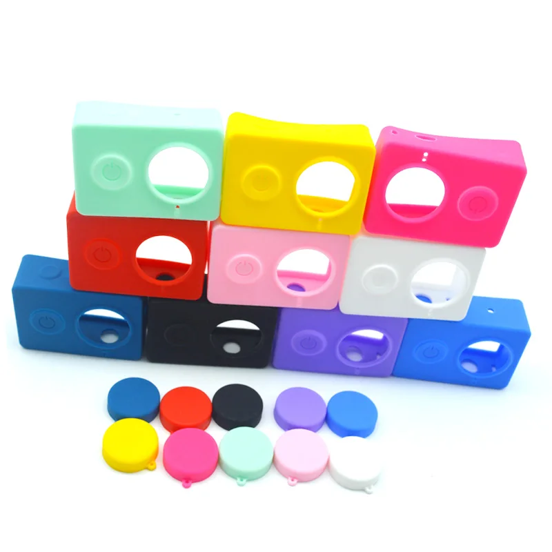 For Xiao mi Yi Accessories XiaoYi Colorful Camera Case Silicone Rubber Skin Housing With Protective Lens Cover Cap | Электроника