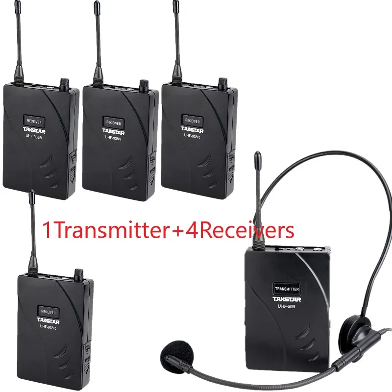 

Takstar UHF938/UHF-938 Wireless Tour Guide System UHF frequency 1 Transmitter+4 Receivers for Tour guiding sightseeing ect