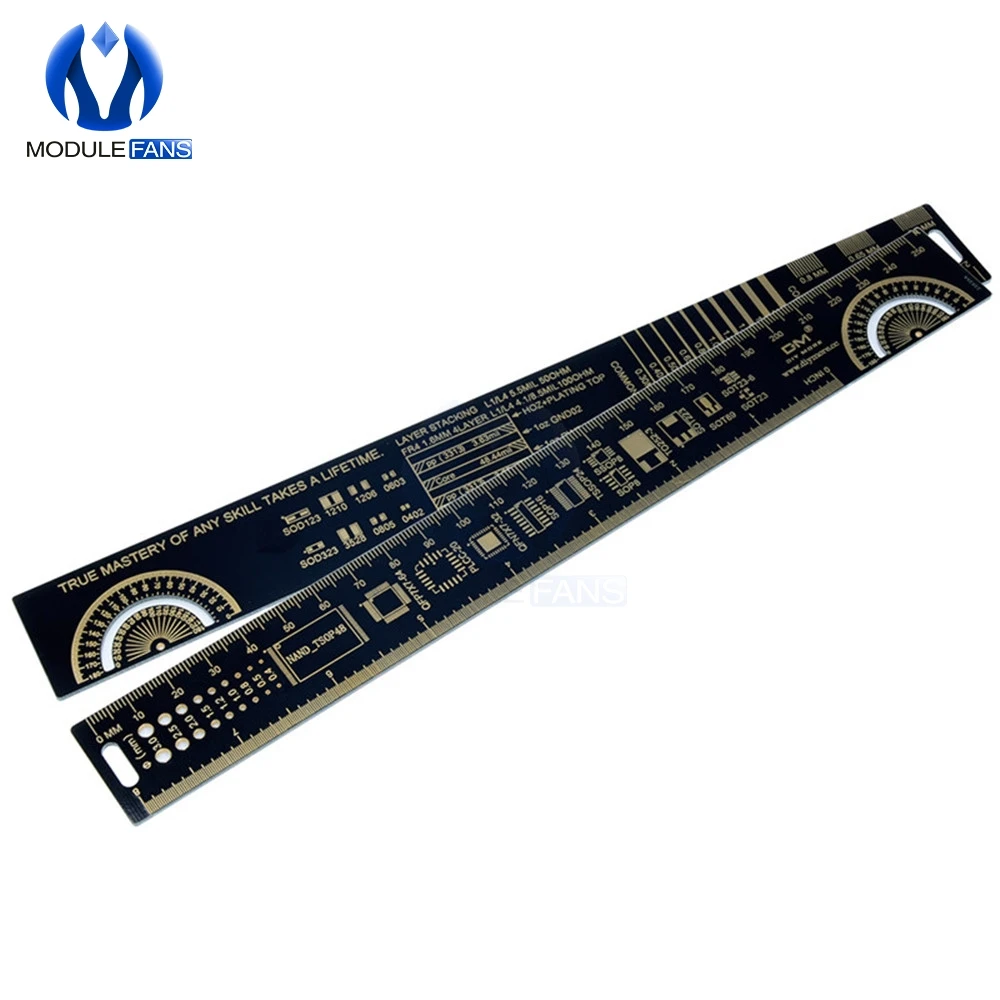 

25CM 10 Inch PCB Ruler For Electronic Engineers Measuring Tool PCB Reference Ruler Chip IC SMD Diode Transistor R-4 Gold Plated
