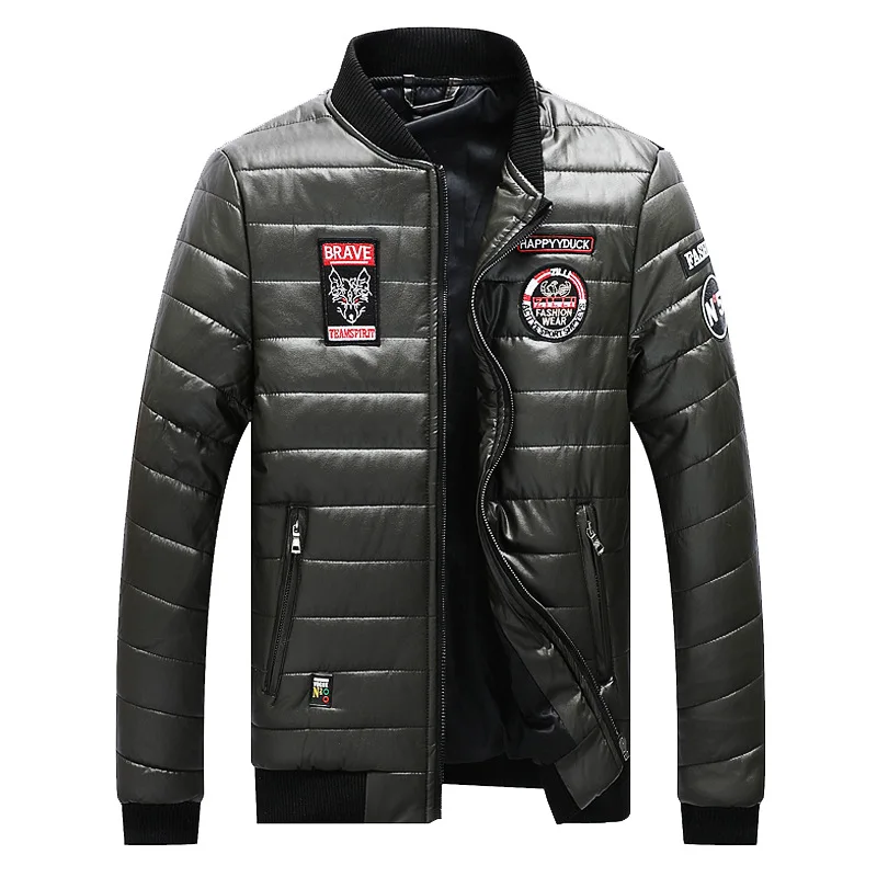TIEPUS new winter jacket men's solid color embroidered pilot PU leather jacket men's warm Down jacket plus size 5XL,6XL,7XL, 8XL TIEPUS new winter jacket men's solid color embroidered pilot PU leather jacket men's warm Down jacket plus size 5XL,6XL,7XL, 8XL