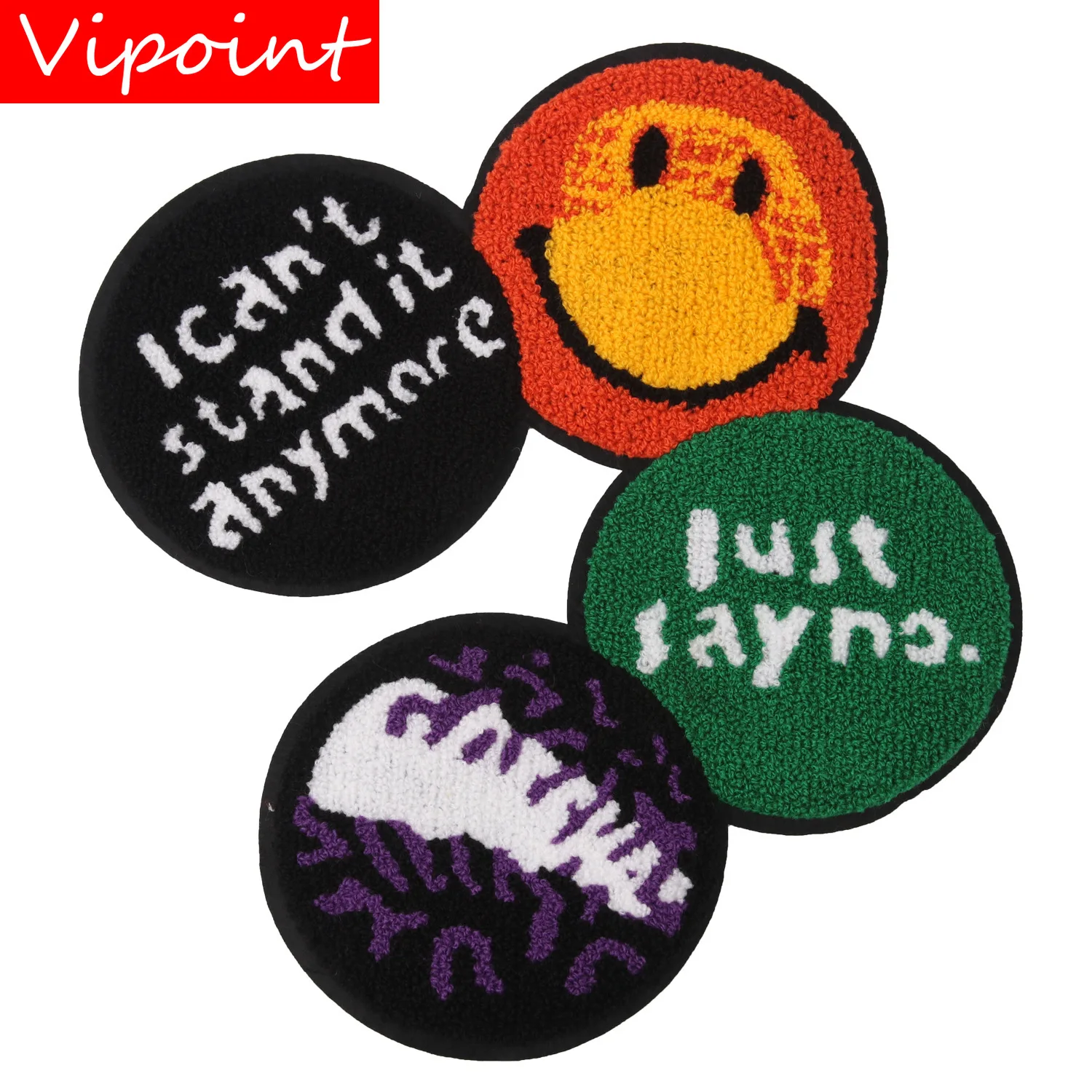 

VIPOINT towel embroidery big smile patches letter patches badges applique patches for clothing JW-86