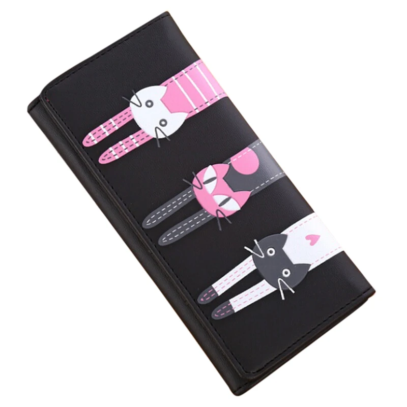 

Litthing Women Cat Pattern Coin Purse Long Wallet Card Holders Handbag cute ladies leather wallets carteiras femininas 2018