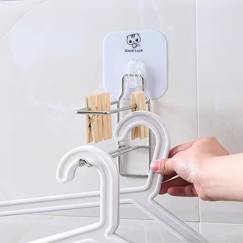 

Hanger Finishing Storage Rack Dormitory Organizers Storage Hanger Tool Bathroom Stainless Steel Adhesive Free Punch Hanger Shelf