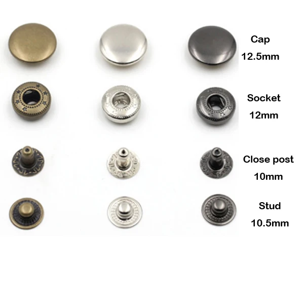 Wholesale 90sets/lot 12.5mm 486 four part brass metal button spring snap button snap fasteners