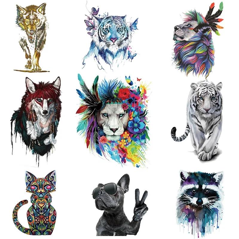

Cute Cartoon Animal Combination Iron on Patches DIY Heat Transfer Stickers for Clothing Applique Badges Baby Clothes Decoration