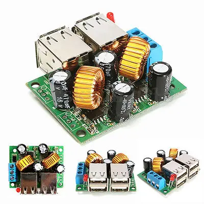 

4 Four USB Port A5268 Step Down Power Supply Converter Board Module DC 12V 24V 40V to 5V 5A For MP3/MP4 Phone Car Equipment