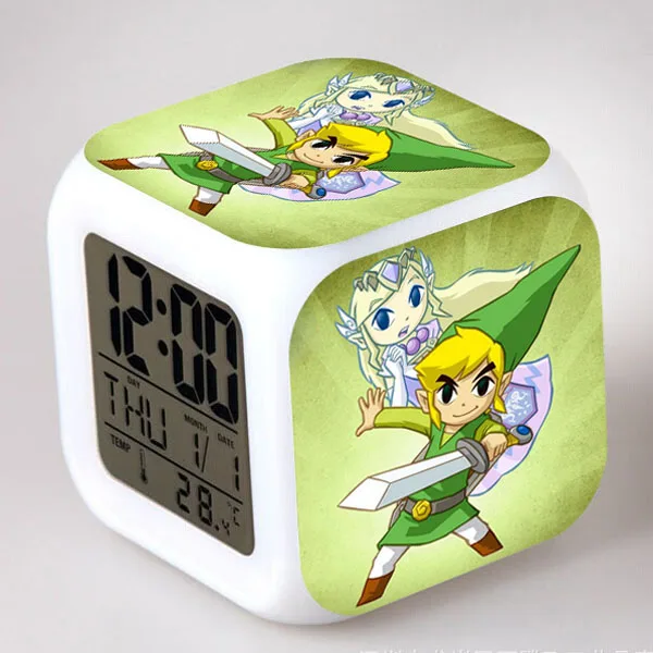 Легенда о Zelda Световой будильник часы Пластик игрушки для детей светодиодный цифровой будильник Reloj Despertador Infantil - Цвет: Серебристый