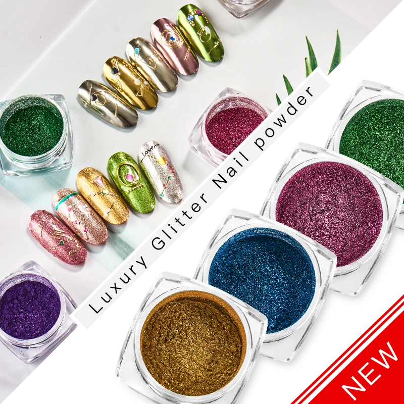 

RBAN NAIL 0.3/0.5/1g/Box Nail Mirror Glitter Powder Metallic Color Nail Art UV Gel Polishin Chrome Flake Pigment Dust Decoration