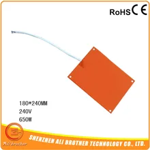 180*240 мм 240 В 650 Вт силиконовый нагреватель с 3 м adheive 4 dia8мм отверстия от края 10*10 м