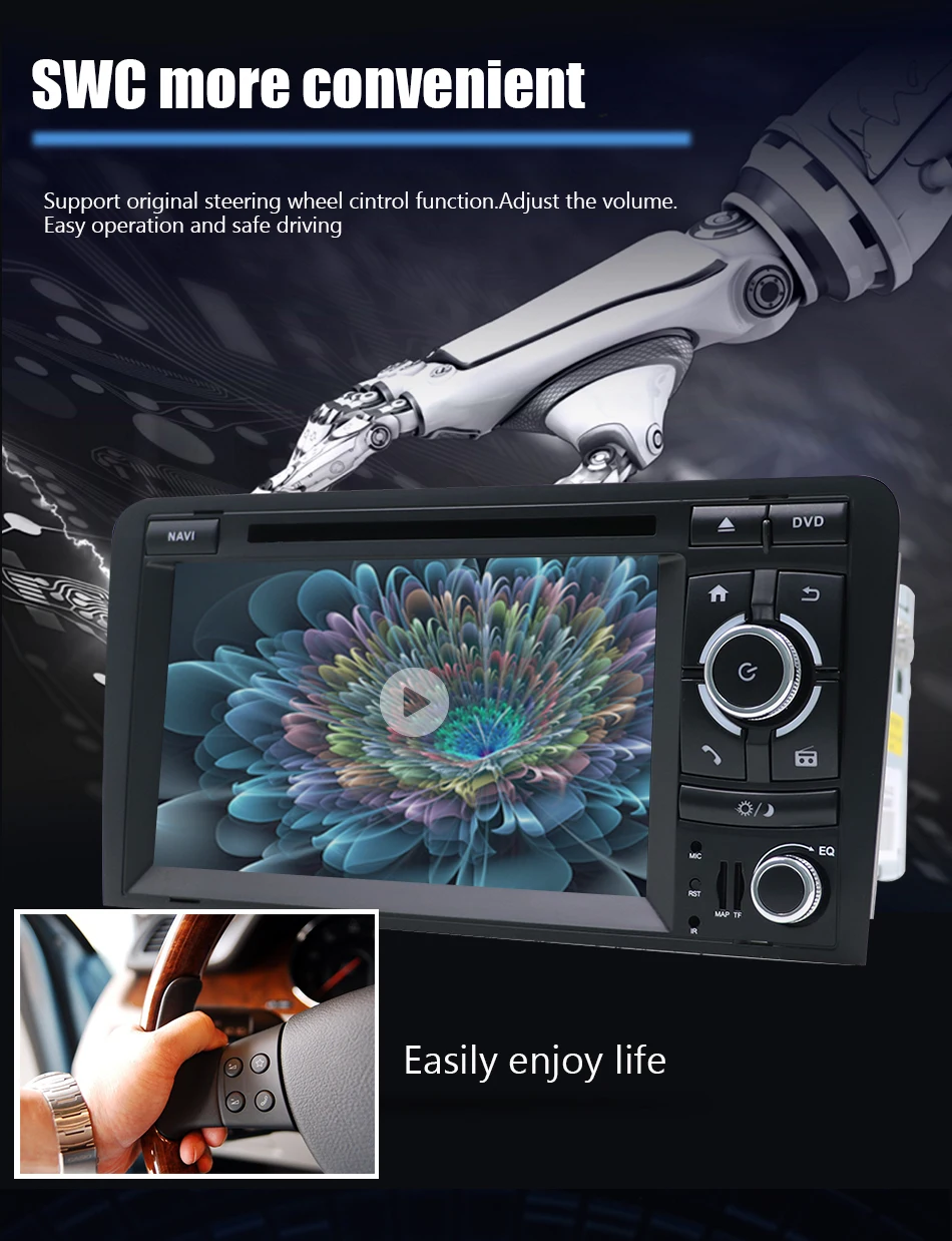 Clearance Eunavi Android 9.0 CAR DVD GPS 2G+32G 2 DIN For Audi A3 8P 2003-2012 S3 2006-2012 RS3 Sportback 2011 multimedia player 8 Cores 14