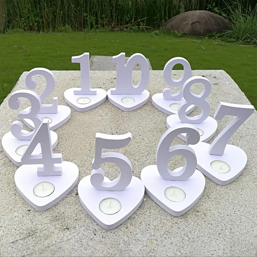 

10pcs 1-10 Table Numbers Wedding Seat Cards White Candlestick Ornaments Birthday Party Decoration Wedding Table Decor