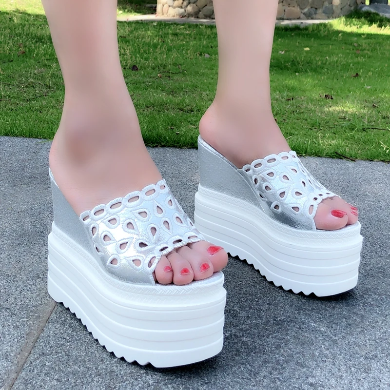 

Summer Breathable 13cm High Heel Fishmouth Peep Toe Platform Sandals Wedges Fashionable Women Sandals Hollow Out