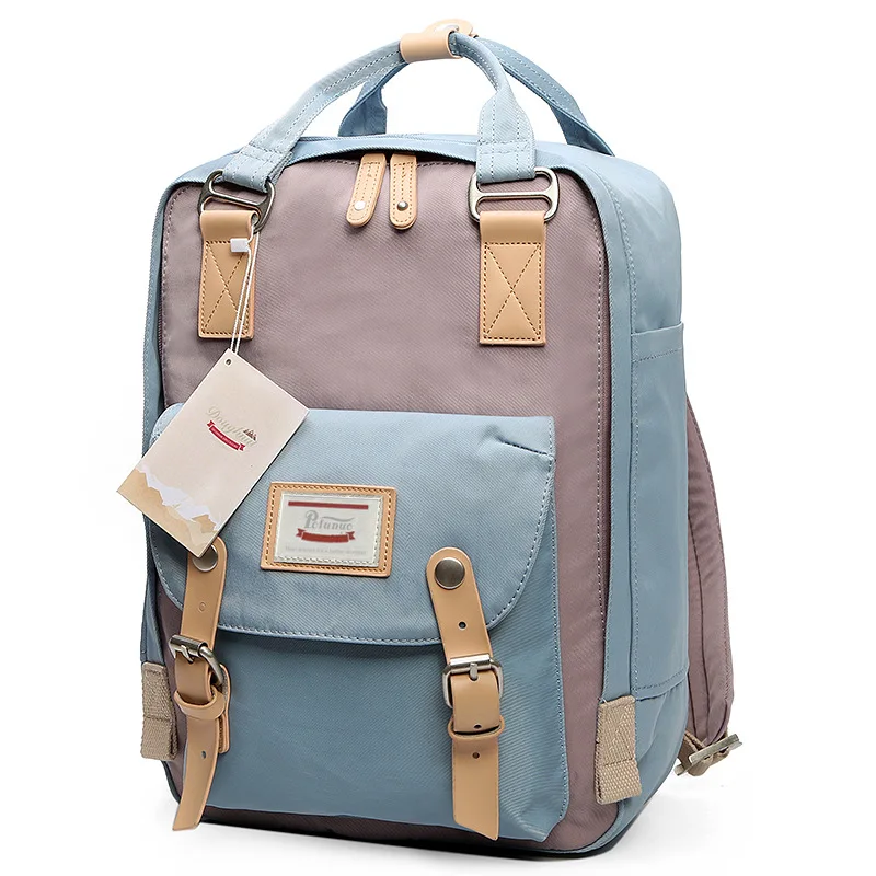 Женский рюкзак, школьная сумка для девочек, женская модная популярная задняя Сумка, нейлоновая однотонная дизайнерская сумка в стиле пэчворк, дорожная сумка, чехол для ноутбука, повседневное использование - Цвет: 19
