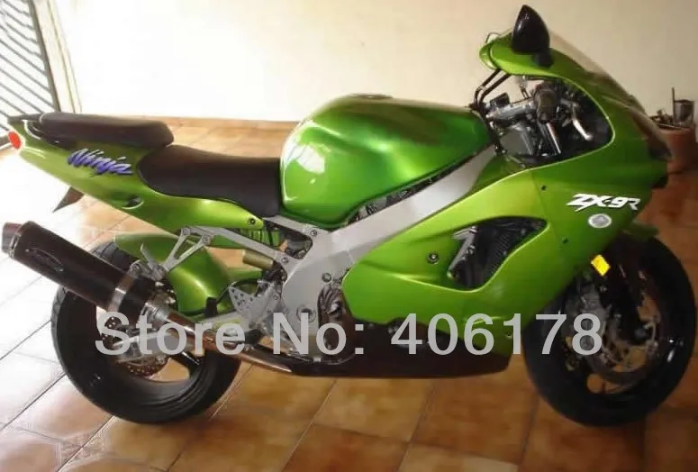 

Hot Sales,Lost price ZX 9R 00 01 moto fairing kit For Kawasaki Ninja ZX9R 2000 2001 Green fairing Body Kits
