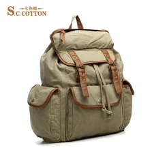 Холст унисекс отдыха и путешествий рюкзак искусственная кожа плечевой ремень мульти-карман Школьные ранцы